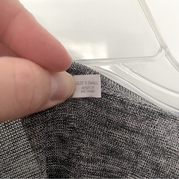 T by Alexander Wang heathered gray long sleeve metallic split back top XS - Picture 6 of 7